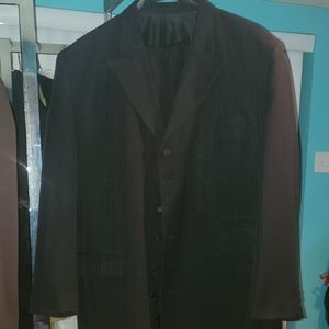 2 piece black pinstriped suit